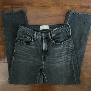 Everlane High Rise Women’s Black Distressed Wash Frayed Hem Skinny Jeans Size 26